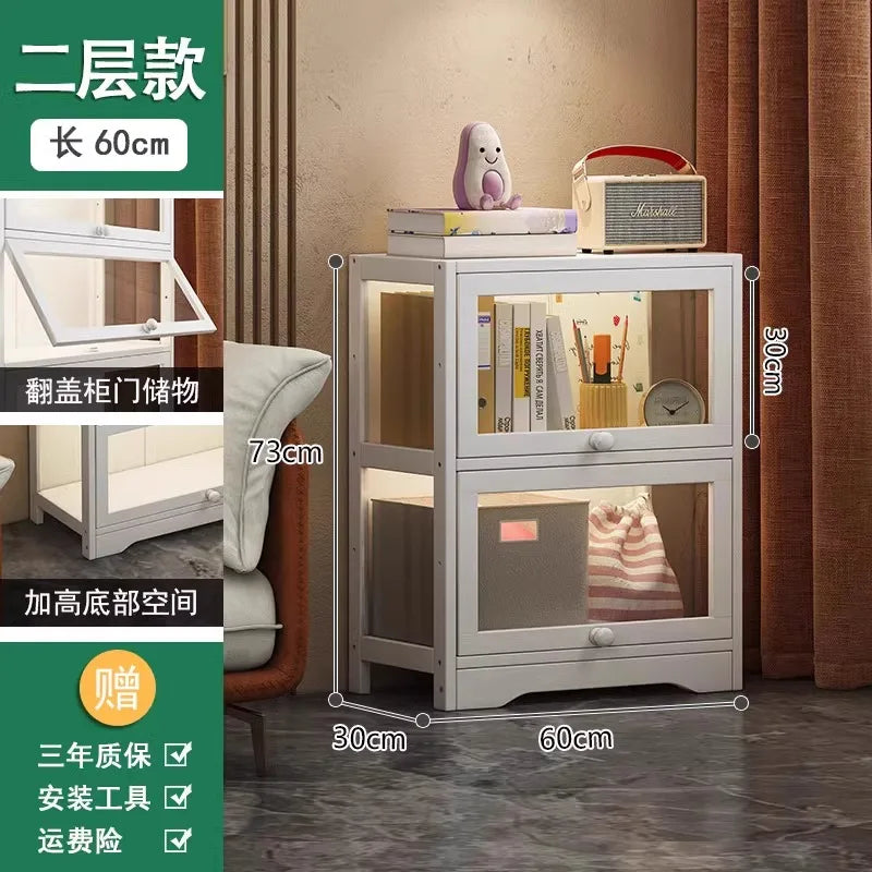 Modern Clear Acrylic Book Cabinet with Doors Dustproof Display Shelving Unit Multi-Function Storage Organizer for Living Room