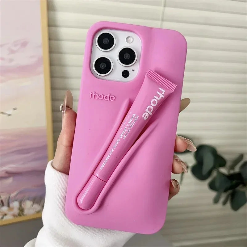 Brand Soft Silicone Case for IPhone 17 16 15 14 13 12 11 Pro Max Plus Air Lipstick Portable Phone Case Without Lip Gloss and Box