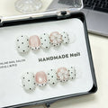 10Pcs Handmade Nail Cat-Eye Gel Nails with Polka Dot French Design High-Quality Press-On Nails Perfect As Gifts for Girls