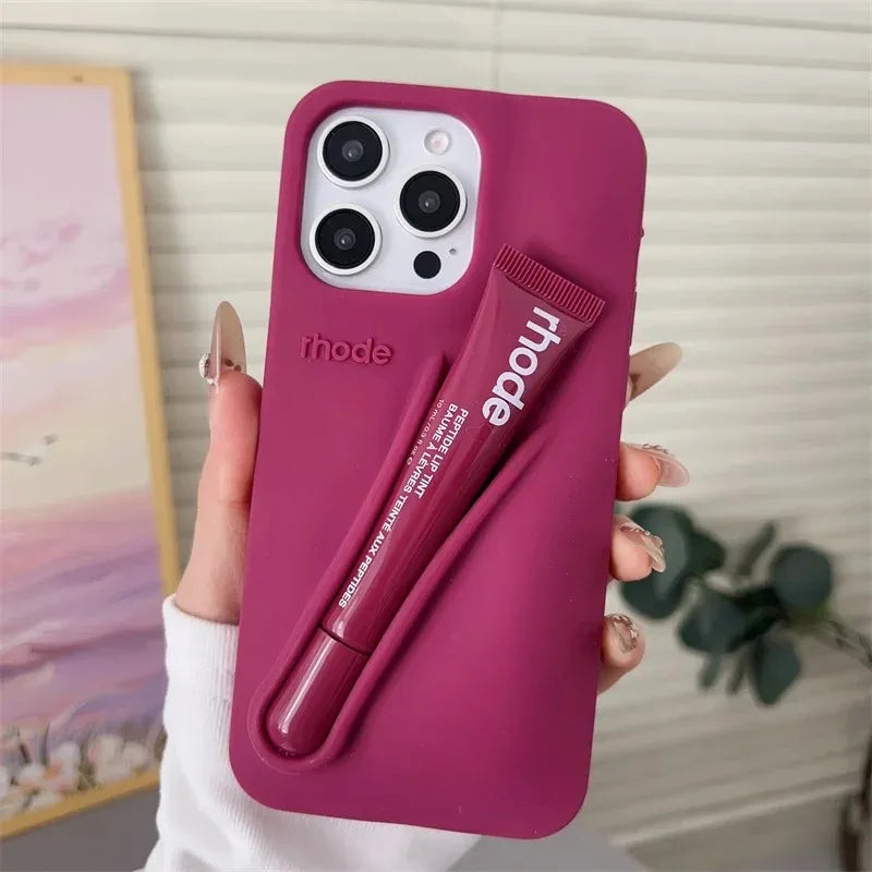 Brand Soft Silicone Case for IPhone 17 16 15 14 13 12 11 Pro Max Plus Air Lipstick Portable Phone Case Without Lip Gloss and Box