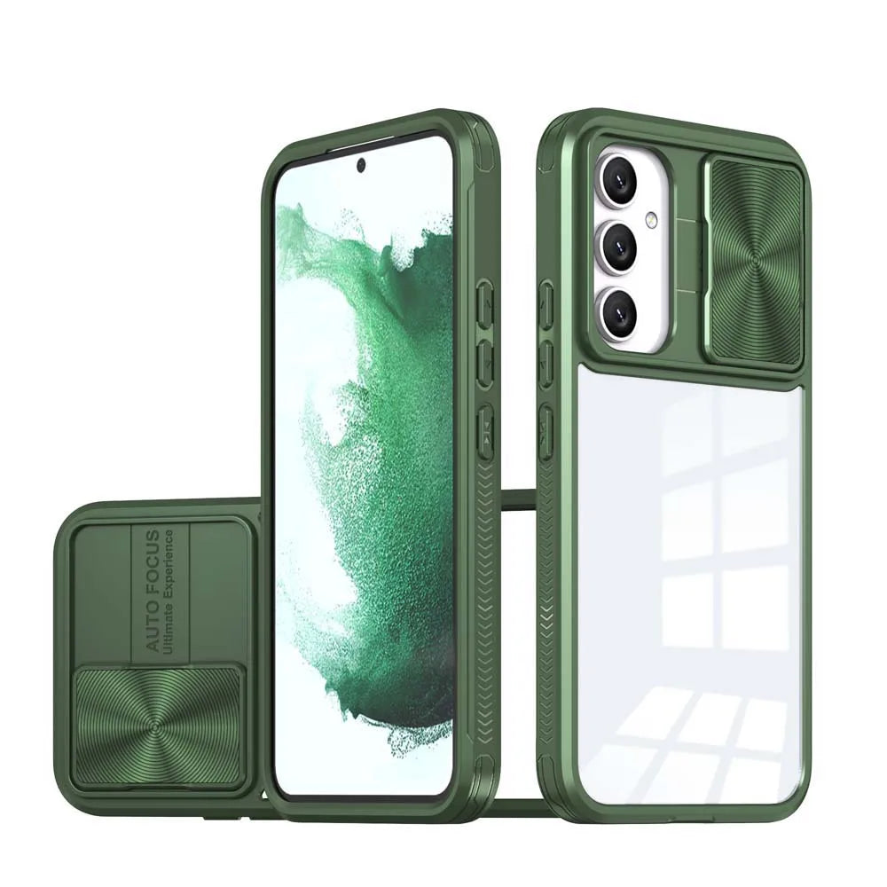 Transparent Slide Camera Lens Cap Case For Samsung Galaxy A14 A15 A35 A55 A05S A24 A34 A54 A33 A52 A32 A13 A23 Hard Full Cover