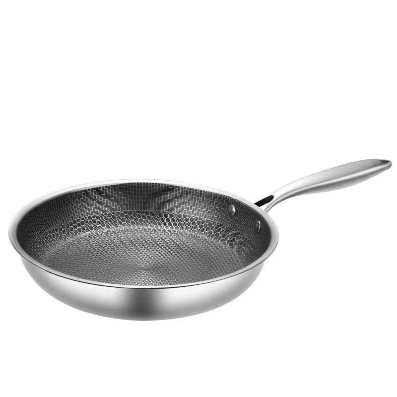26/28/30cm Frying Pan Stainless Steel Multi-functional NonStick Pan Non-coated Thickened Honeycomb Pot Gas Induction Cooker